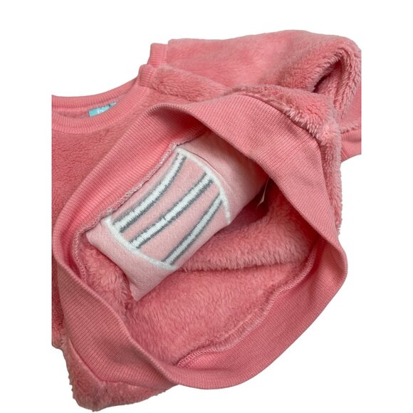 Pekkie Baby Girls Pink Zebra Fleece Sweatshirt - Size 6M - Picture 4 of 6